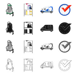 Isolated object of laundry and clean symbol. Set of laundry and clothes vector icon for stock.