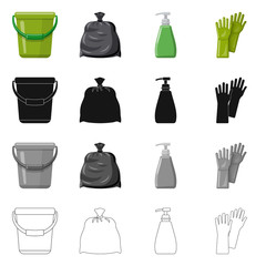 Isolated object of cleaning and service icon. Set of cleaning and household vector icon for stock.