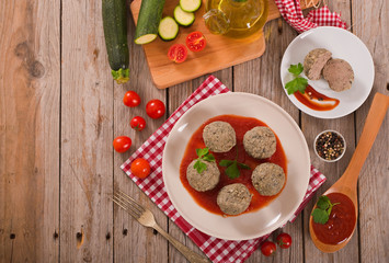 Fototapeta na wymiar Meatballs with tomato sauce. 