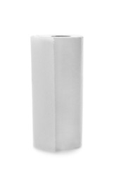 Roll of paper towels on white background