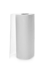 Roll of paper towels on white background