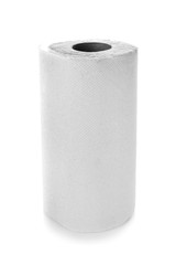 Roll of paper towels on white background