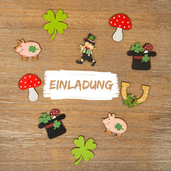 Herz aus Glückssymbolen-Einladung