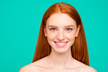 Advertising concept. Close-up portrait of nice cute cheerful att