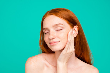 Advertising concept.  Close-up portrait of nude natural nice att