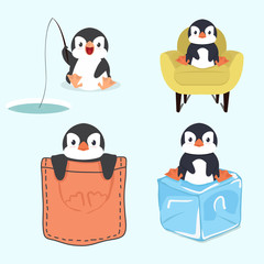 Obraz premium Cute little penguin set