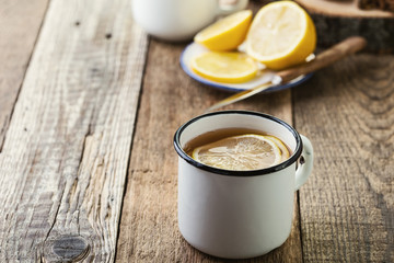 Hot drink with lemon slices