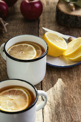 Hot drink with lemon slices