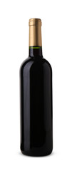Bottle of red wine on white background
