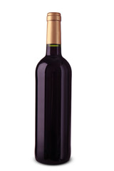 Bottle of red wine on white background