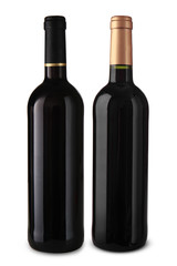 Bottles of red wine on white background