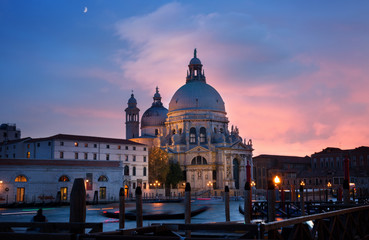 Naklejka na ściany i meble Santa Maria della Salute church on a sunset, Venice, Italy