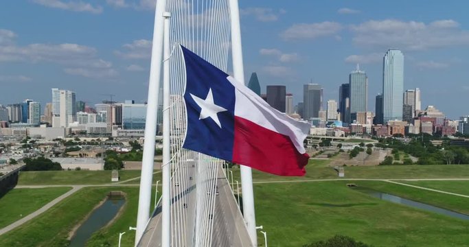 Aerial of Bridge in Downtown Dallas, Texas and Surrounding Area