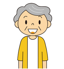 シニア　女性　笑顔のおばあちゃん　二頭身