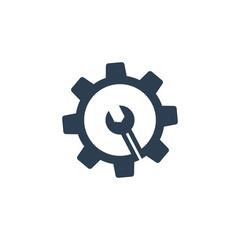 Service tool icon vector. This isolated flat gear symbol