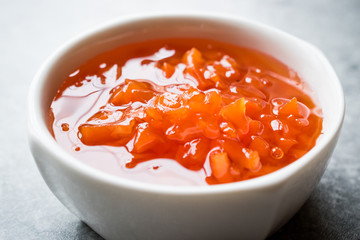 Carrot and Rose Jam in Ceramic Bowl / Mixed Marmalade