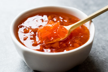 Carrot and Rose Jam in Ceramic Bowl / Mixed Marmalade
