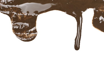 Wet mud, stains texture isolated on white background, top view