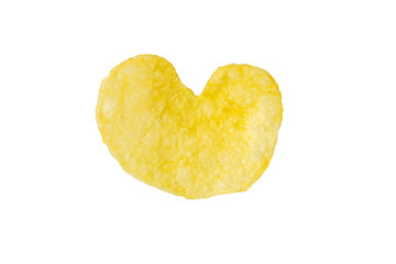 heart shape potato chips isolated on white background with clipping path