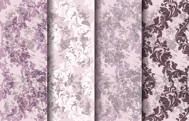 Vintage floral baroque pattern set collection Vector. Beautiful ornament decor. Royal luxury texture floral backgrounds