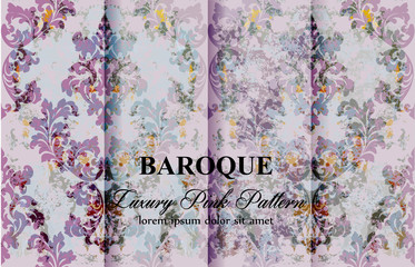 Vintage colorful floral baroque pattern set collection Vector. Beautiful ornament decor. Royal luxury texture floral backgrounds