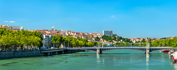 Fototapeta premium Panorama of Lyon above the Rhone River in France