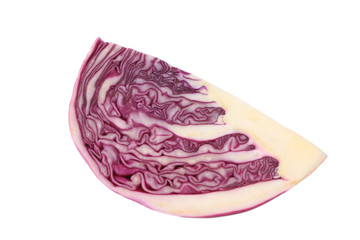 slice of purple cabbage isolated on white