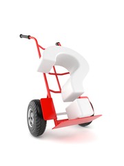 Naklejka premium Question mark with hand truck