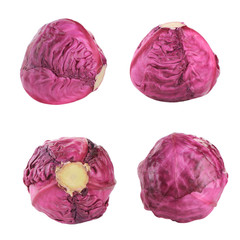 Obraz premium set of purple cabbage isolated on white