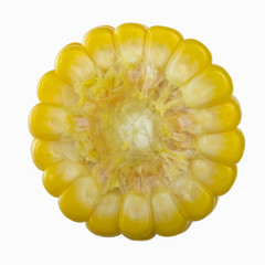 slice of yellow maize isolated on white background