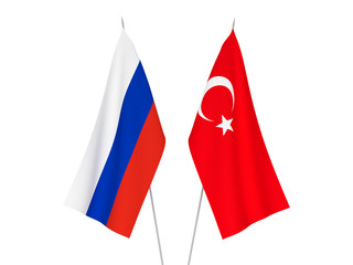 Obraz premium Russia and Turkey flags