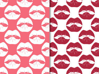 seamless abstract pattern with mouth, female lips, teeth, tongue