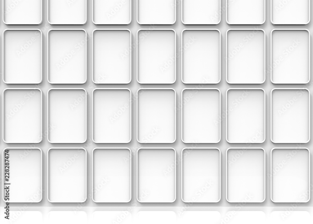 Aufkleber 3d rendering. modern round square shape pattern tile wall and floor background.