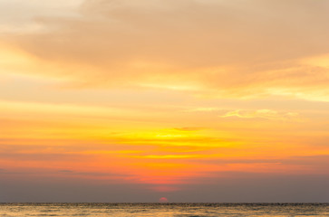 Dramatic sunset and sunrise over mountain morning twilight evening sky.