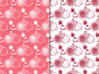 lemon, figs tropical fruits seamless pattern