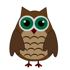 Cartoon cute brown owl on a white background.