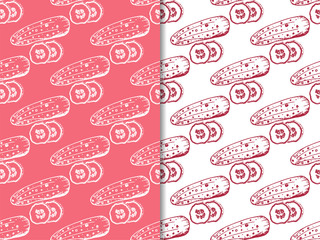 seamless pattern with vegetables cucumber