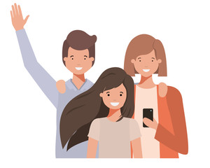 family waving avatar character