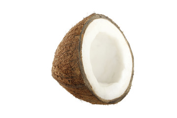 half of coconut isolated on white