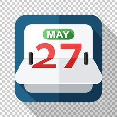 Flip calendar icon in flat style on transparent background