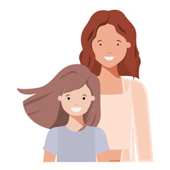 mother and daughter smiling avatar character