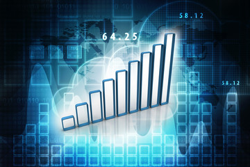 3d rendering Stock market online business concept. business Graph 