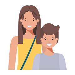 mother with her son smiling avatar character