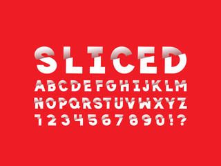 6403945 Sliced font. Vector alphabet