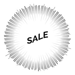 Black sale sticker with fireworks