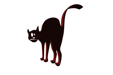 3D object, isolated - black cat with red contour