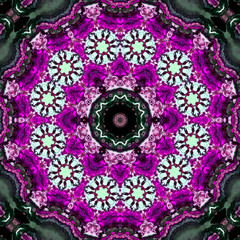 round arabesque mandala in flowers with aquarelle effect