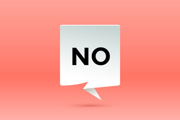 No. Paper bubble cloud talk and message No with shadow. White paper isolated cloud talk silhouette, text No. Elements for speech, message, social network, web. Graphic design. Vector Illustration