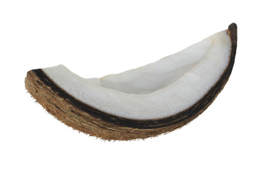 slice of coconut isolated on white