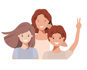 family smiling and waving avatar character